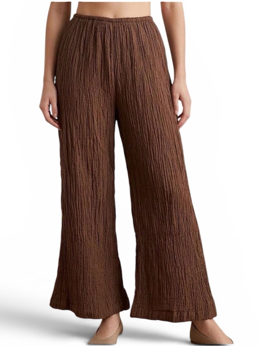 Faithfull The Brand Crinkle Linen Blend Wide Leg Pants
